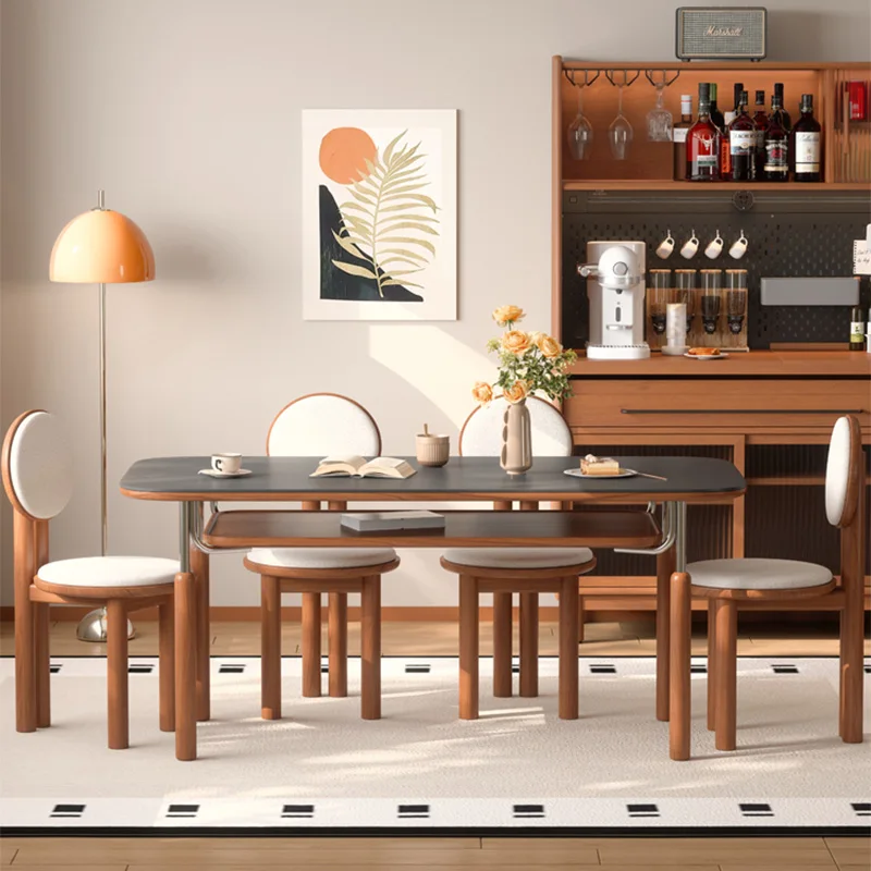 Modern Luxury Black Rock Slab Dining Table Sleek Minimalist Kitchen Dining Room Tables Rectangle Restaurant Table Home Furniture - Image 2