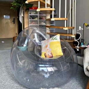 Transparent Inflatable Air Sofa Chair, Clear PVC Foldable Inflatable Single Sofa for Camping Traveling