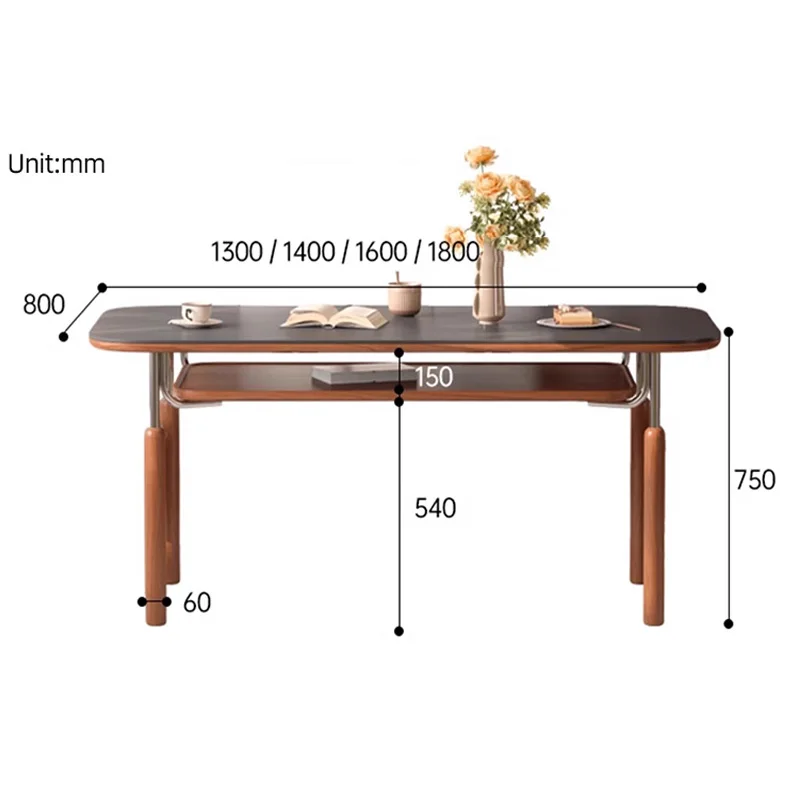Modern Luxury Black Rock Slab Dining Table Sleek Minimalist Kitchen Dining Room Tables Rectangle Restaurant Table Home Furniture - Image 6