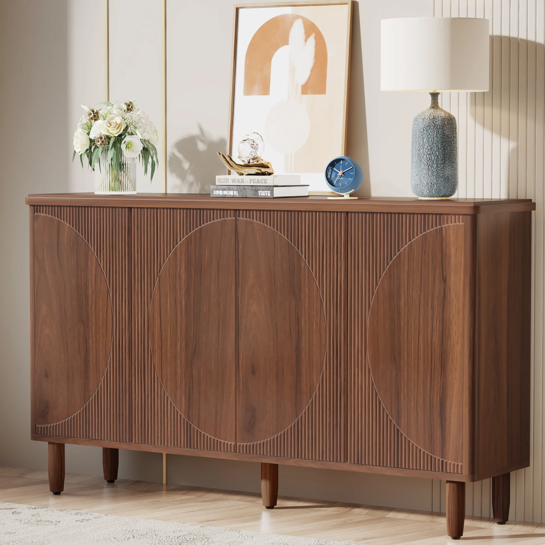 Tribesigns Buffet Cabinet Sideboard with Storage, Modern Storage Cabinet Sideboard Buffet Table with Doors for Living Room