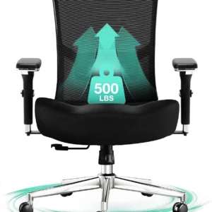 Big & Tall Office Chair 500lbs, Ergonomic Mesh Desk Chair with Adjustable Lumbar & 4D Armrests