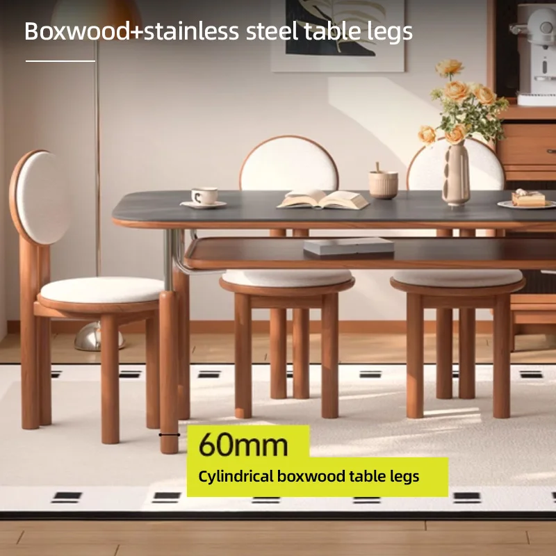 Modern Luxury Black Rock Slab Dining Table Sleek Minimalist Kitchen Dining Room Tables Rectangle Restaurant Table Home Furniture - Image 4