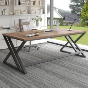 Large Computer Desk, Extra Long Industrial Home Office Desk, Wood Pc Writing Work Study Computer Table Desk,Farmhouse,Customized