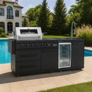 Custom outdoor kitchen Cabinet BBQ grill Oven and Bar Furniture House garden Stainless Steel
