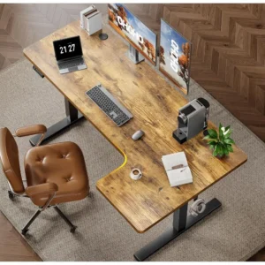 55 Electric Corner Desk - Adjustable L-Shaped Sit-Stand Desk with Memory Controller for Home Office Customized