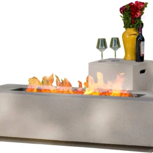 Christopher Knight Home Aidan Outdoor Rectangular Fire Table with Tank Holder, Light Gray