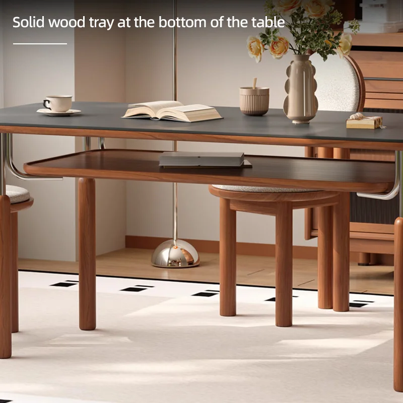 Modern Luxury Black Rock Slab Dining Table Sleek Minimalist Kitchen Dining Room Tables Rectangle Restaurant Table Home Furniture - Image 5