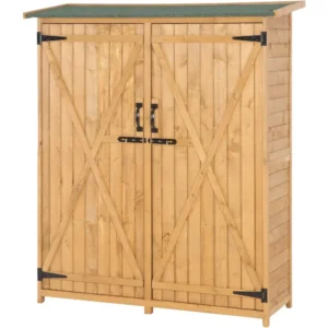 Upgraded Outdoor Wooden Storage Shed, Extra Large Garden Shed Outdoor Tool Cabinet with 2 Safety Latches, Yard Storage Organizer
