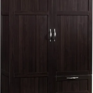 Multipurpose Armoire Wardrobe with Drawers and Hanging Rail in Cinnamon Cherry Finish for Bedroom Storage