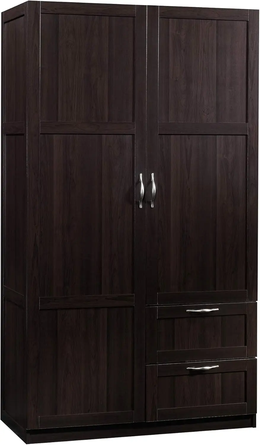 Multipurpose Armoire Wardrobe with Drawers and Hanging Rail in Cinnamon Cherry Finish for Bedroom Storage