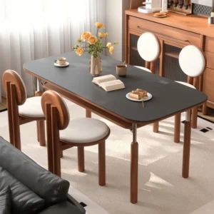 Modern Luxury Black Rock Slab Dining Table Sleek Minimalist Kitchen Dining Room Tables Rectangle Restaurant Table Home Furniture